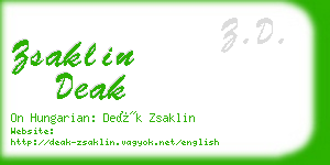 zsaklin deak business card